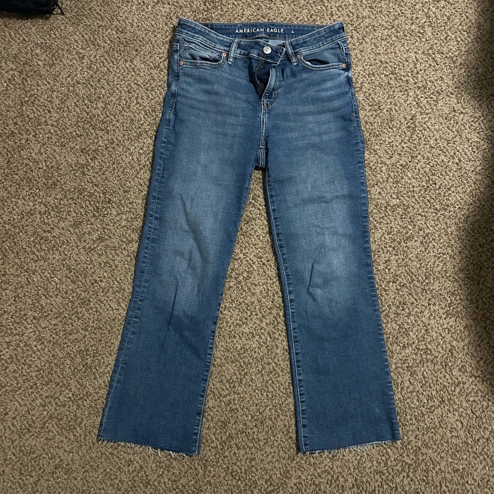 AE Next Level High-Waisted Kick Bootcut Crop Jean